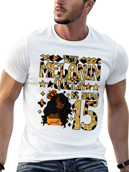 Melanin Queen 15th Birthday T-Shirt