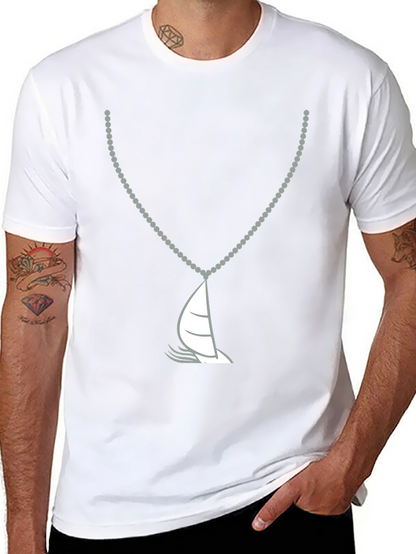 Nautical Sailboat Necklace Graphic Tee - Black