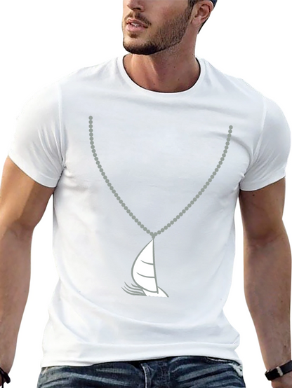 Nautical Sailboat Necklace Graphic Tee - Black