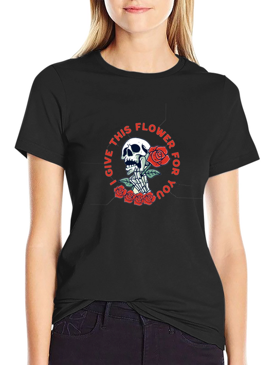 Skull & Roses Graphic Tee - Dark Humor Fashion