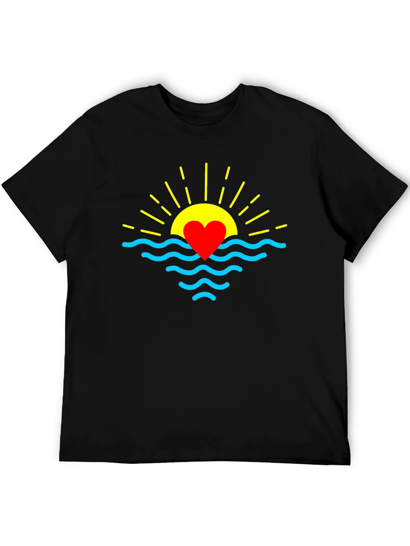 Heart Sunrise Graphic Tee - Soft Black Cotton