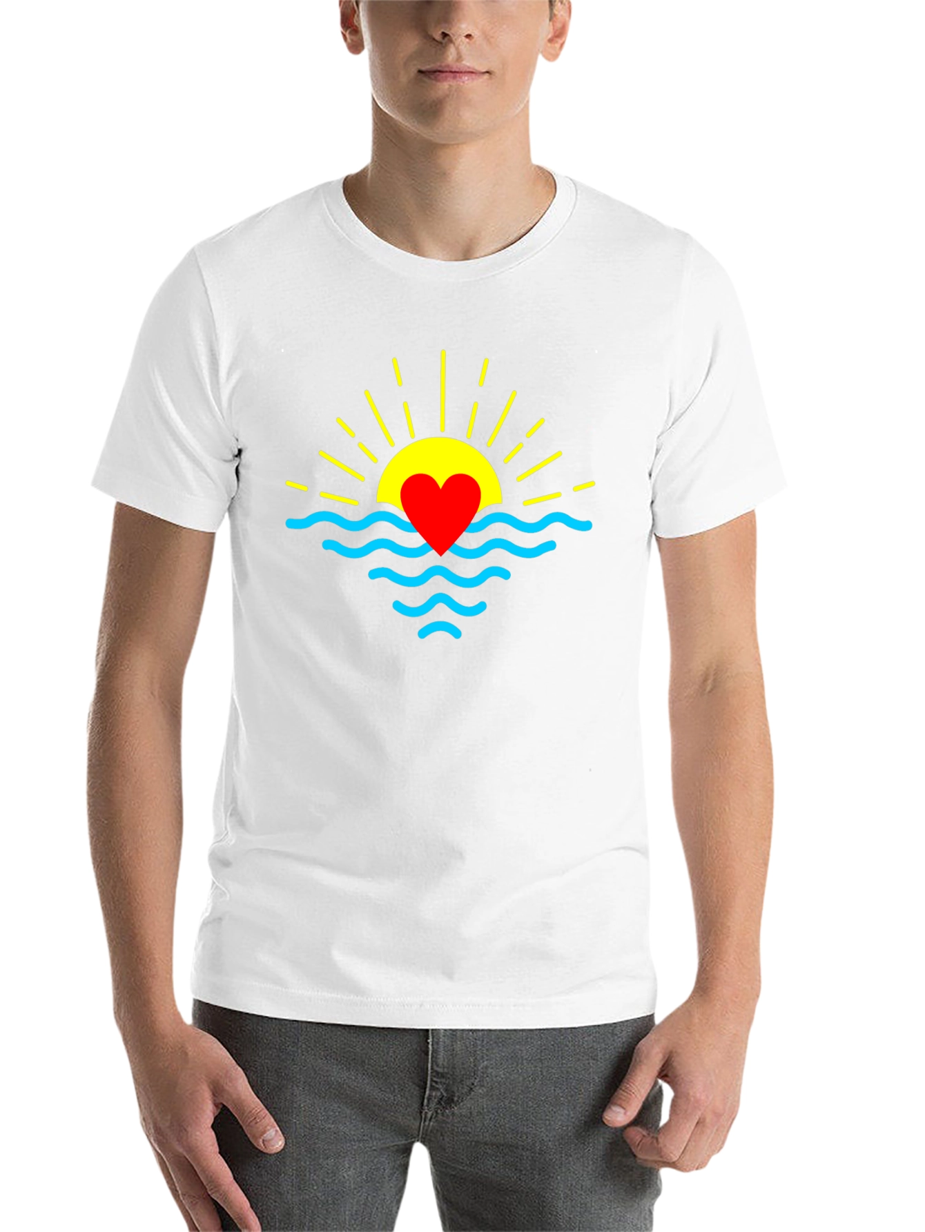 Heart Sunrise Graphic Tee - Soft Black Cotton