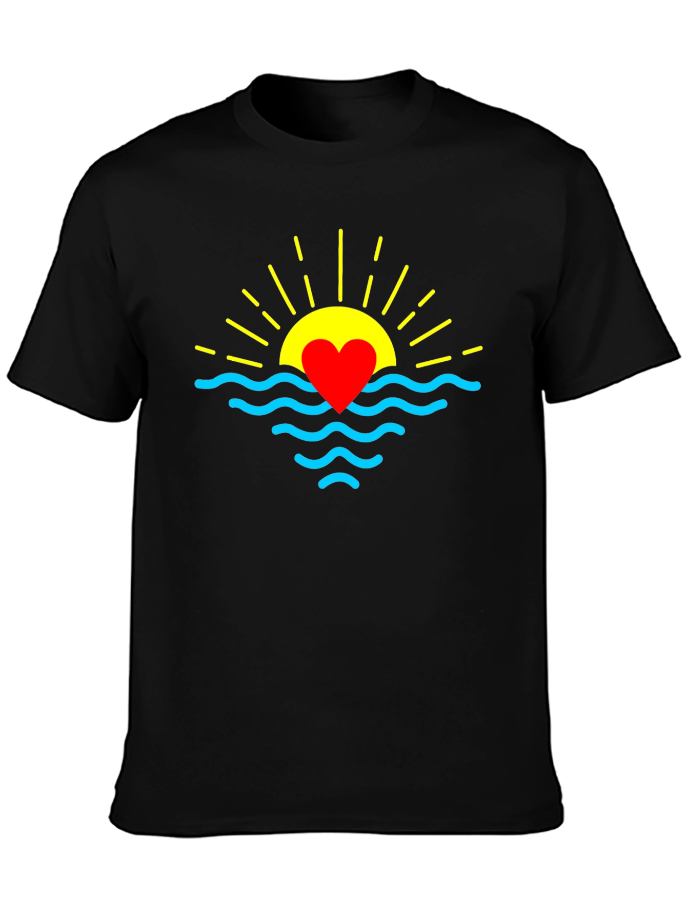 Heart Sunrise Graphic Tee - Soft Black Cotton