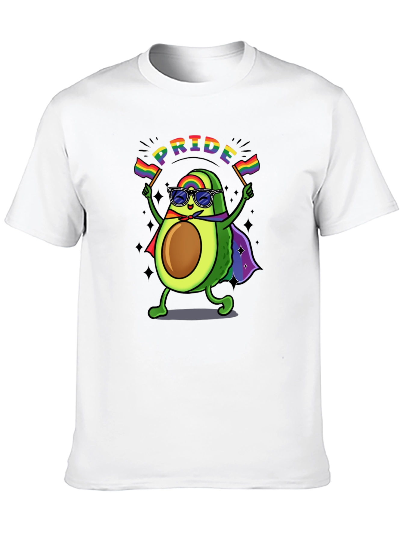 Pride Avocado T-Shirt - Black Crew Neck Cotton Tee