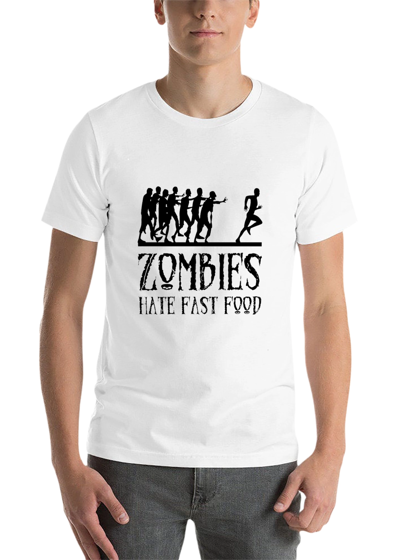 Zombies Hate Fast Food Black Graphic Tee