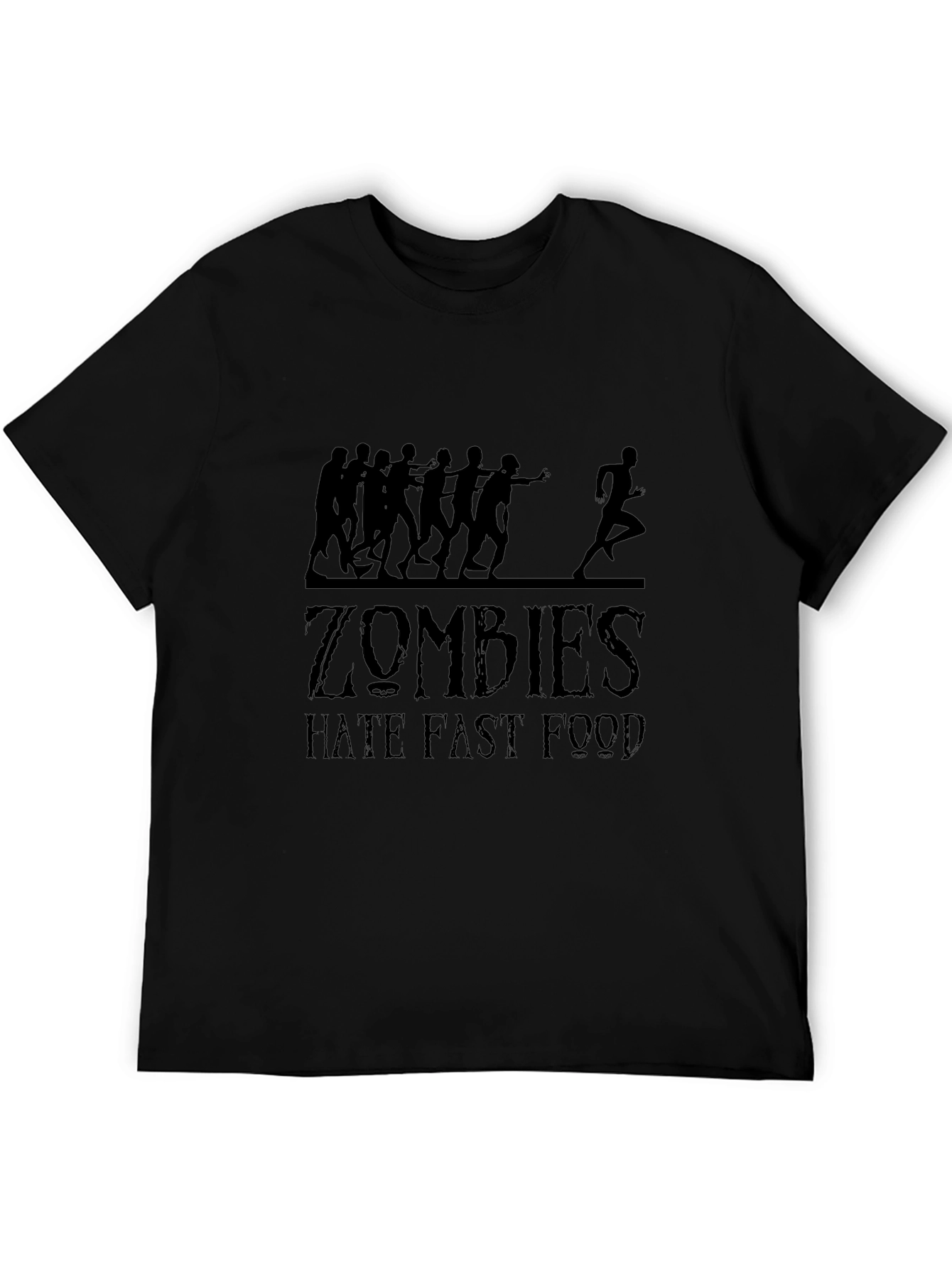 Zombies Hate Fast Food Black Graphic Tee