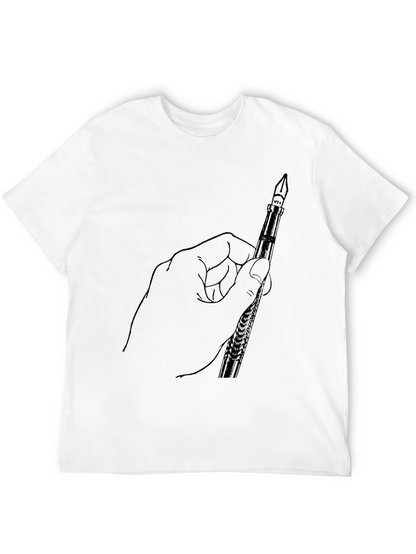 Hand Holding Pen Graphic Tee - Black