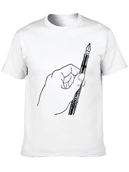 Hand Holding Pen Graphic Tee - Black