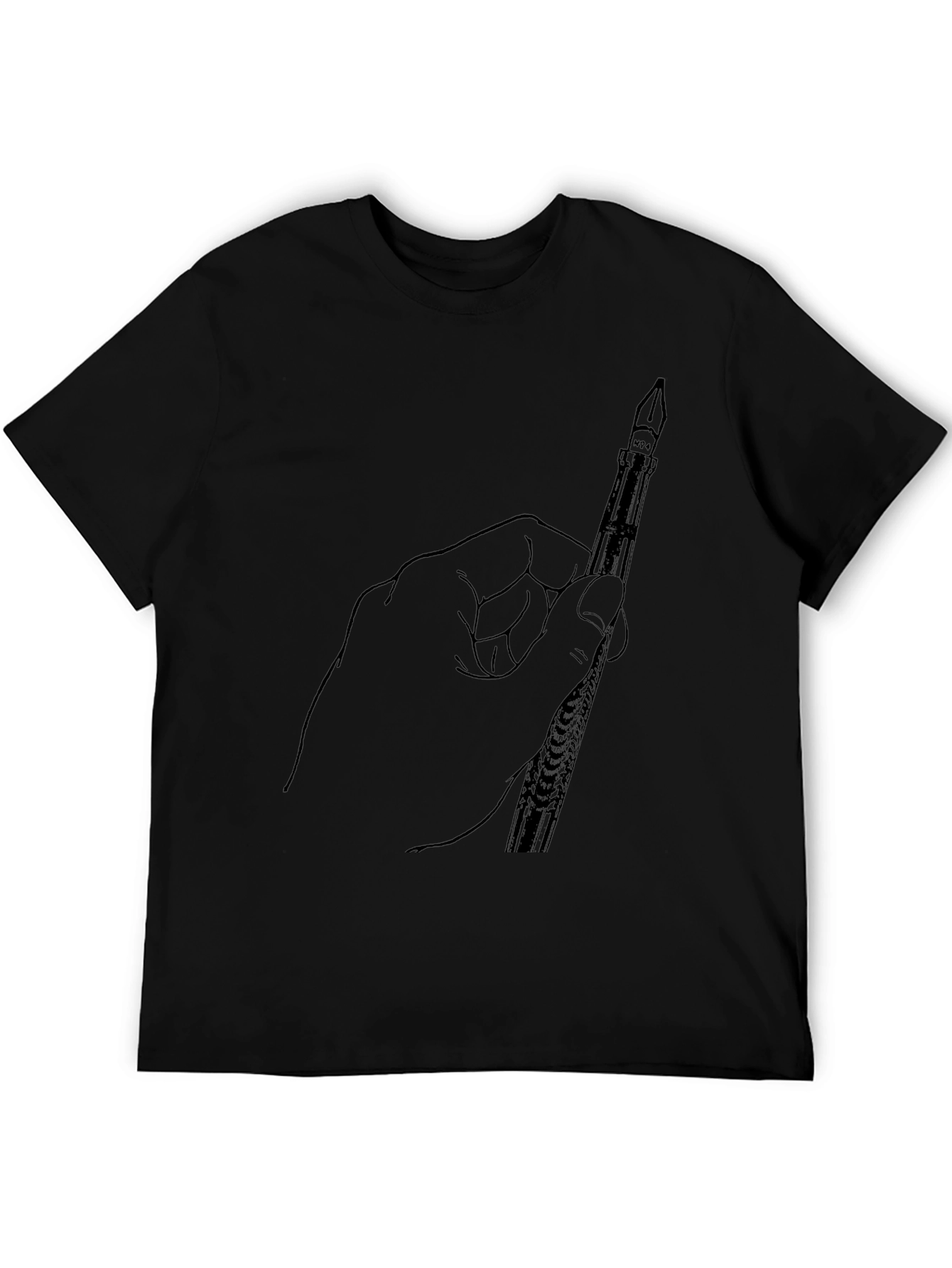 Hand Holding Pen Graphic Tee - Black