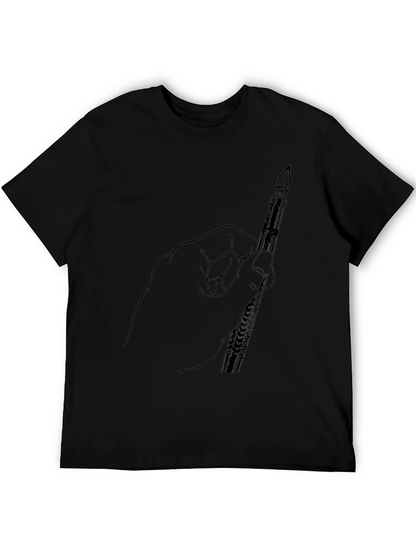 Hand Holding Pen Graphic Tee - Black