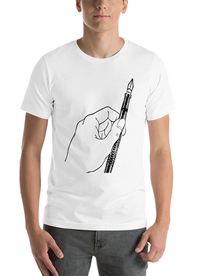 Hand Holding Pen Graphic Tee - Black