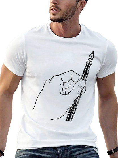 Hand Holding Pen Graphic Tee - Black