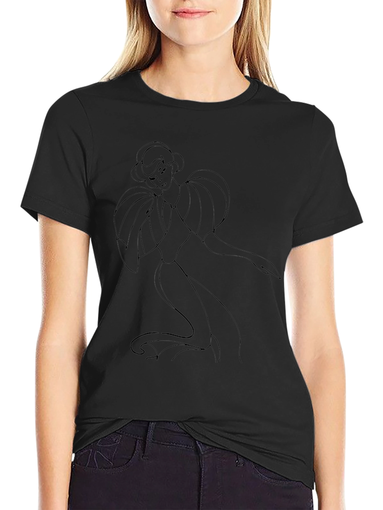Elegant Lady Graphic Tee - Black