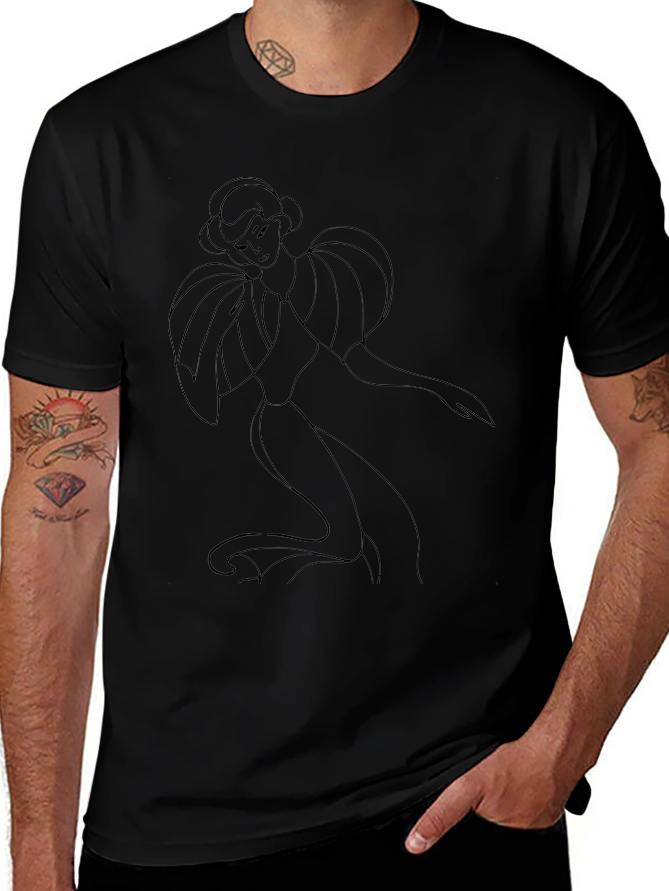 Elegant Lady Graphic Tee - Black