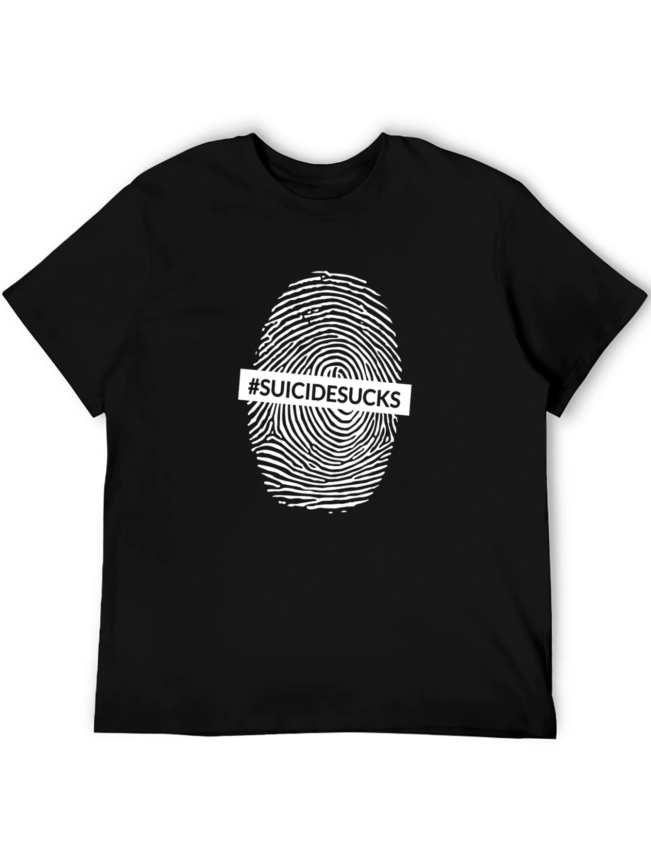 #SuicideSucks Fingerprint Graphic Tee - Black