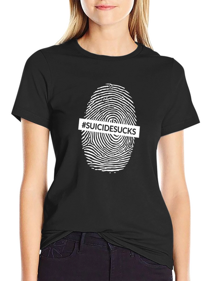 #SuicideSucks Fingerprint Graphic Tee - Black