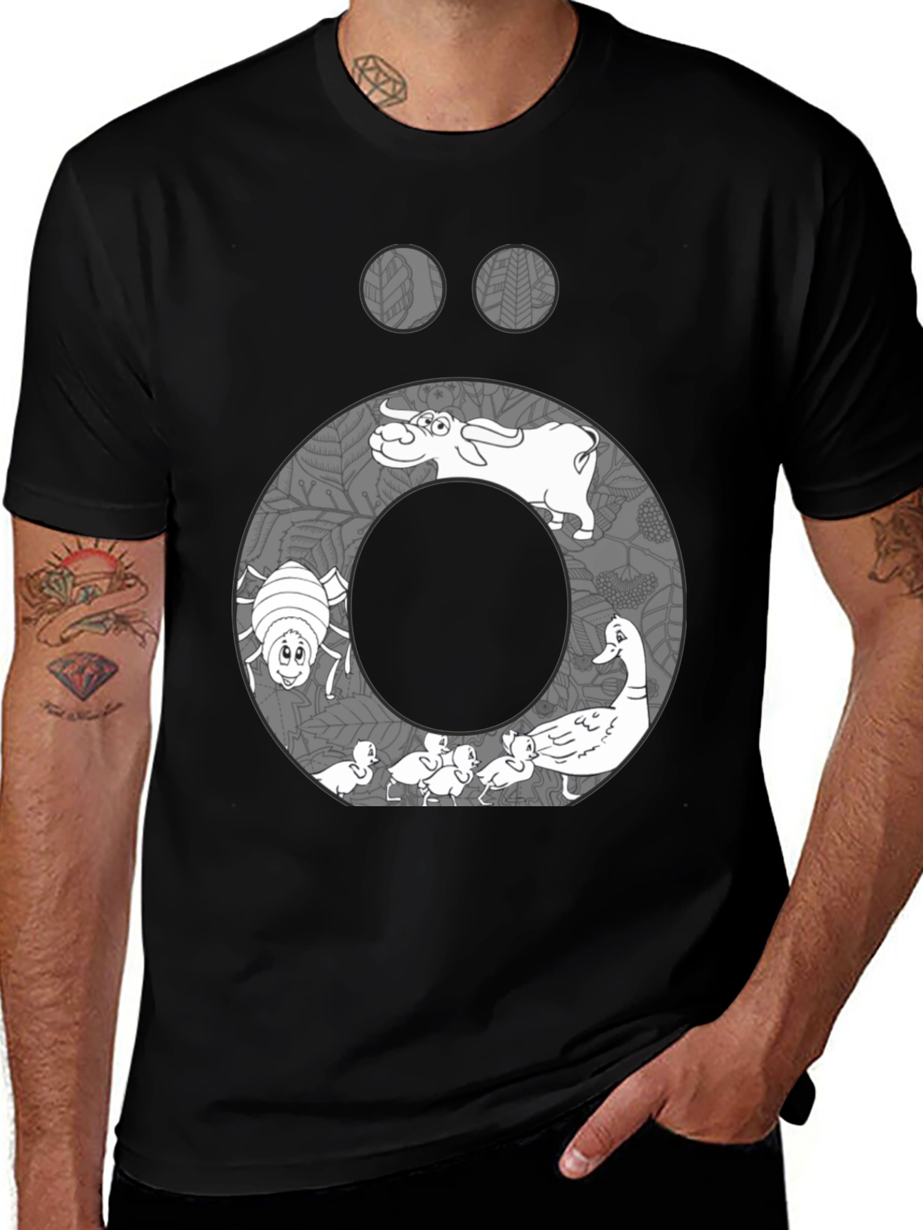 Nature Inspired Graphic Tee - Black Cotton Blend