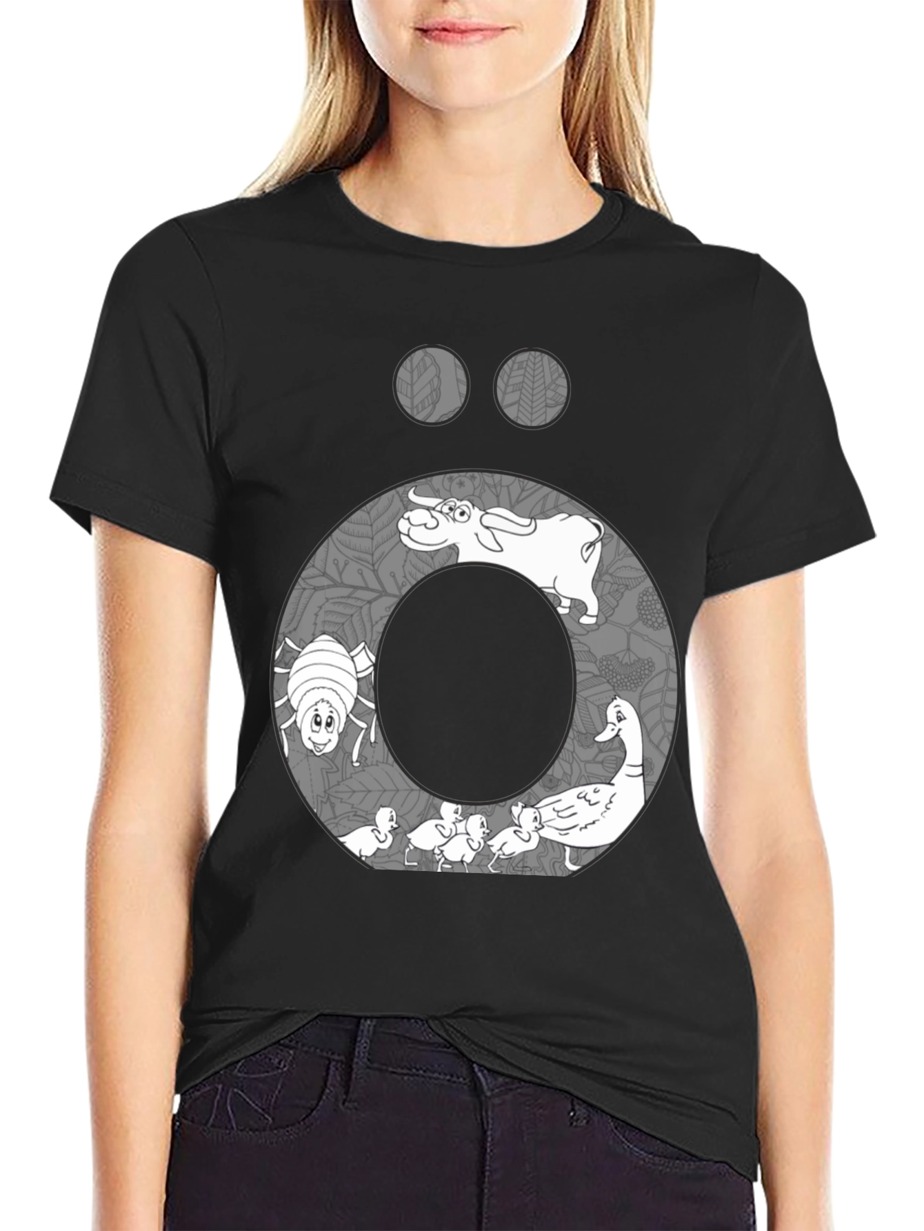 Nature Inspired Graphic Tee - Black Cotton Blend