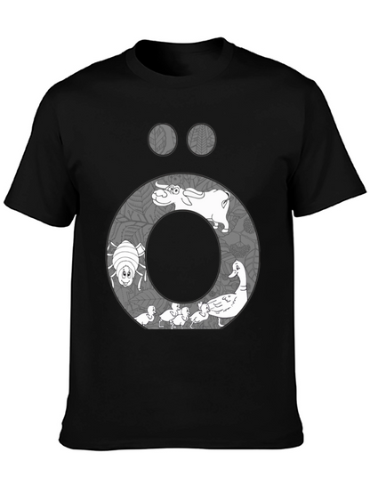 Nature Inspired Graphic Tee - Black Cotton Blend
