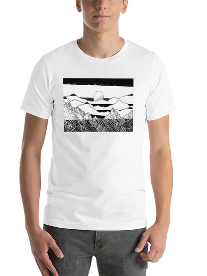 Black Graphic Tee - Mountain Scene Print