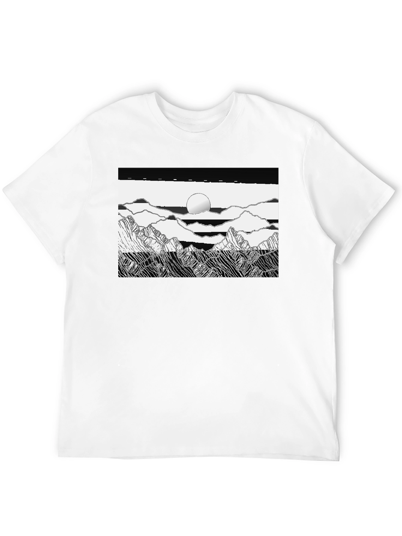 Black Graphic Tee - Mountain Scene Print