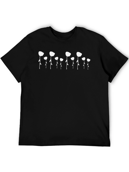 Abstract Floral Print Black T-Shirt