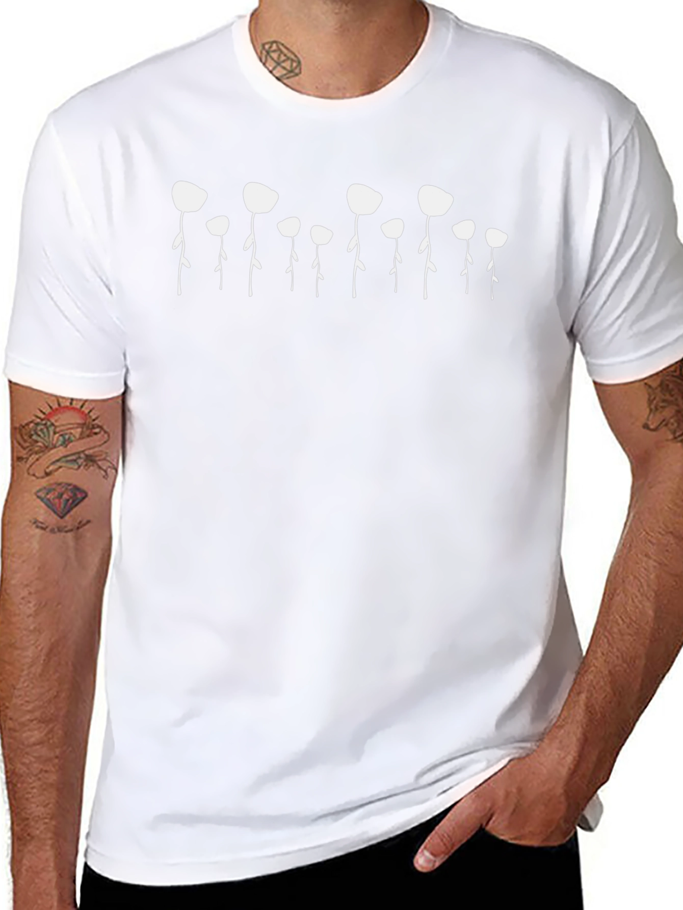 Abstract Floral Print Black T-Shirt