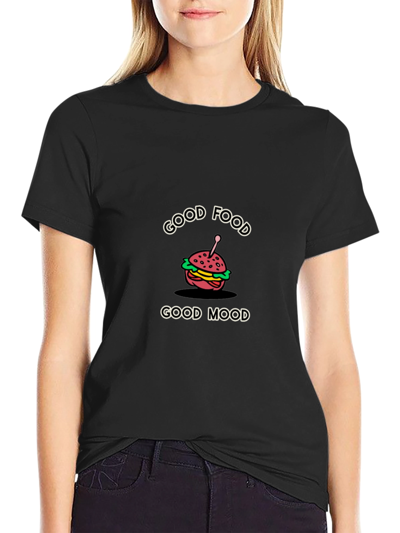 Good Food Good Mood Graphic Tee - Black
