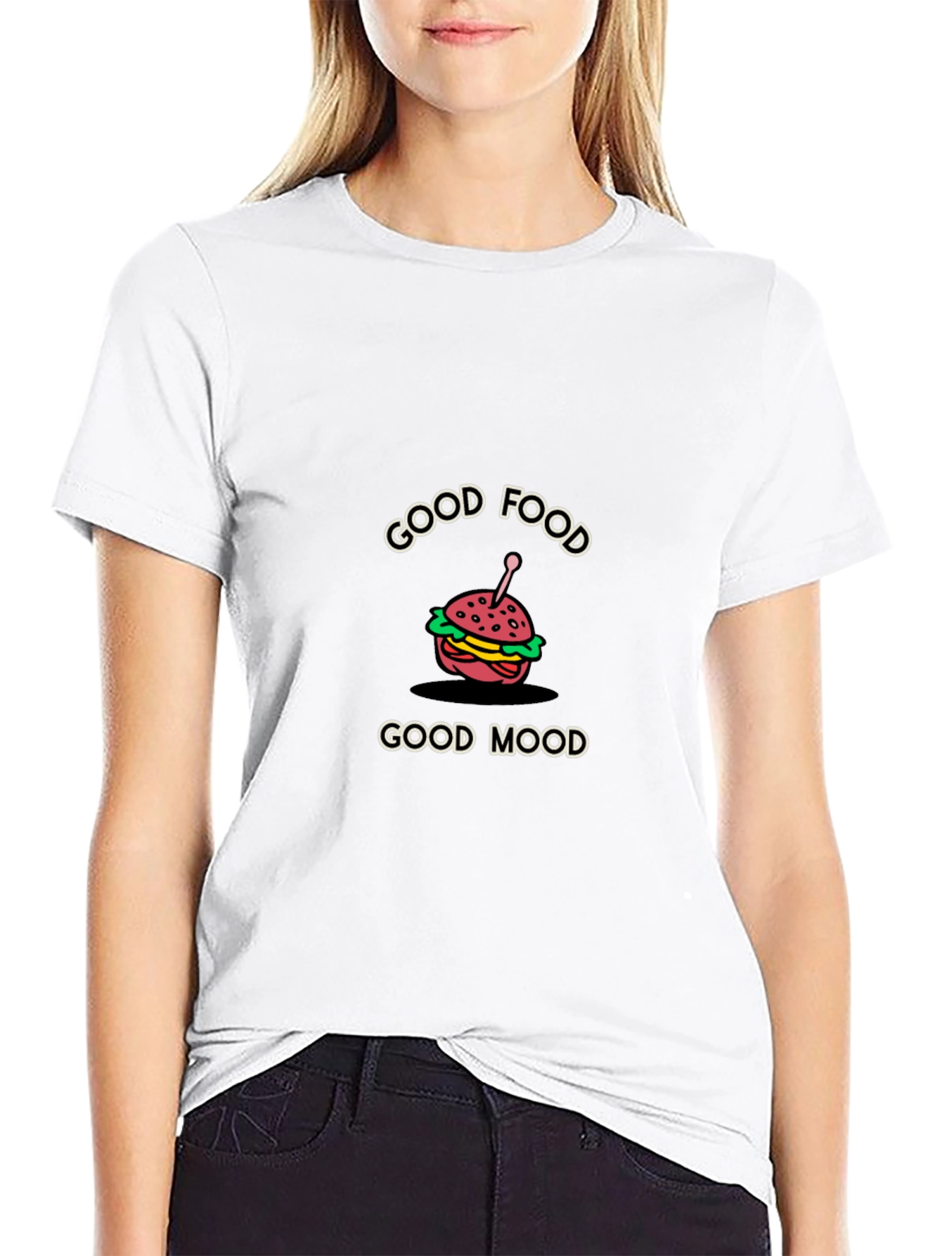 Good Food Good Mood Graphic Tee - Black