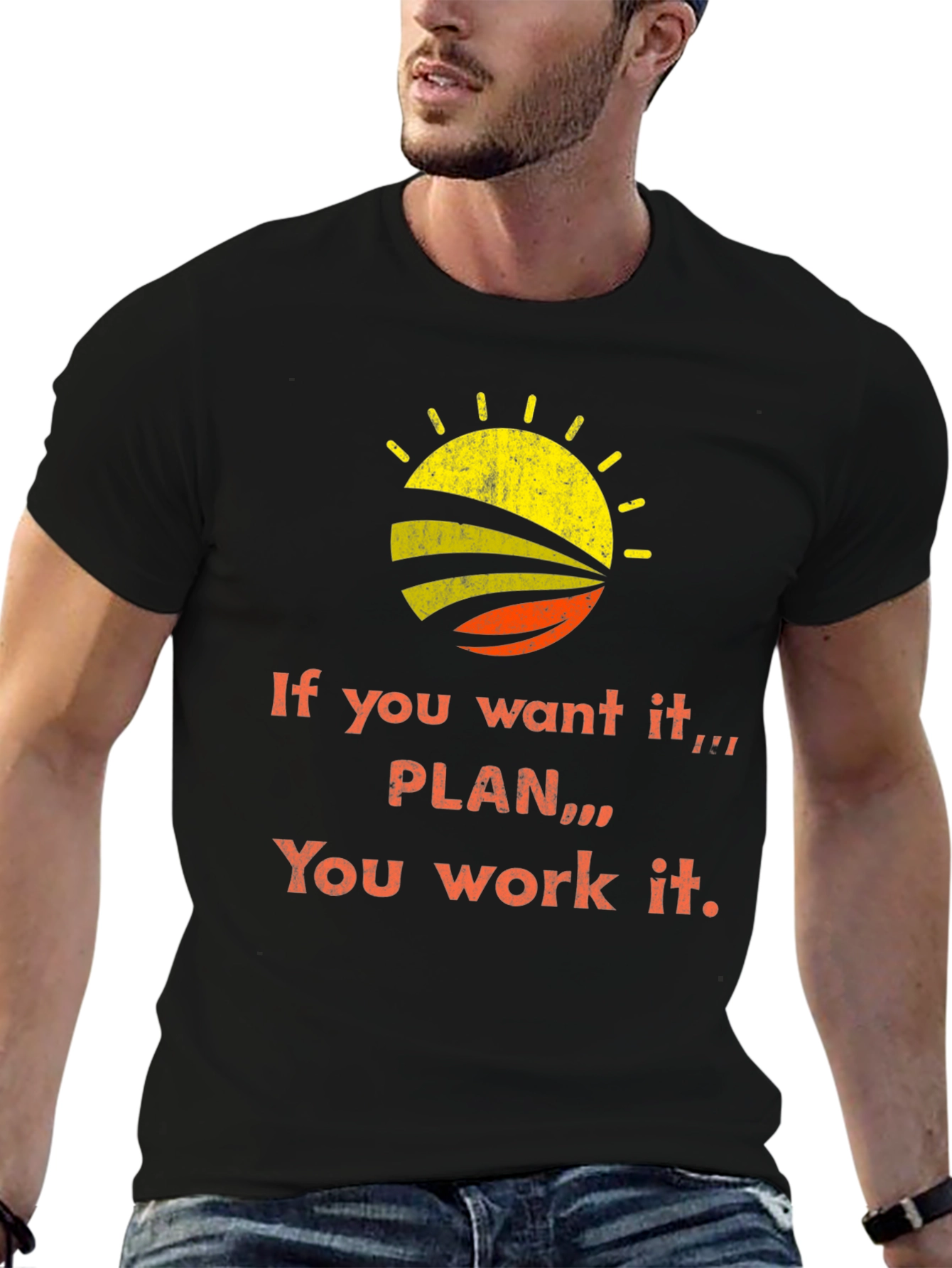 Inspirational Quote Graphic Tee - Black Cotton T-Shirt