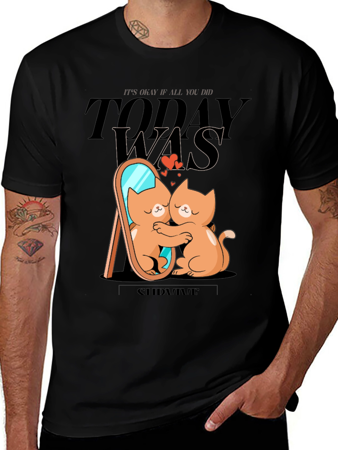 Cute Cat T-Shirt - Self Love Survive Tee