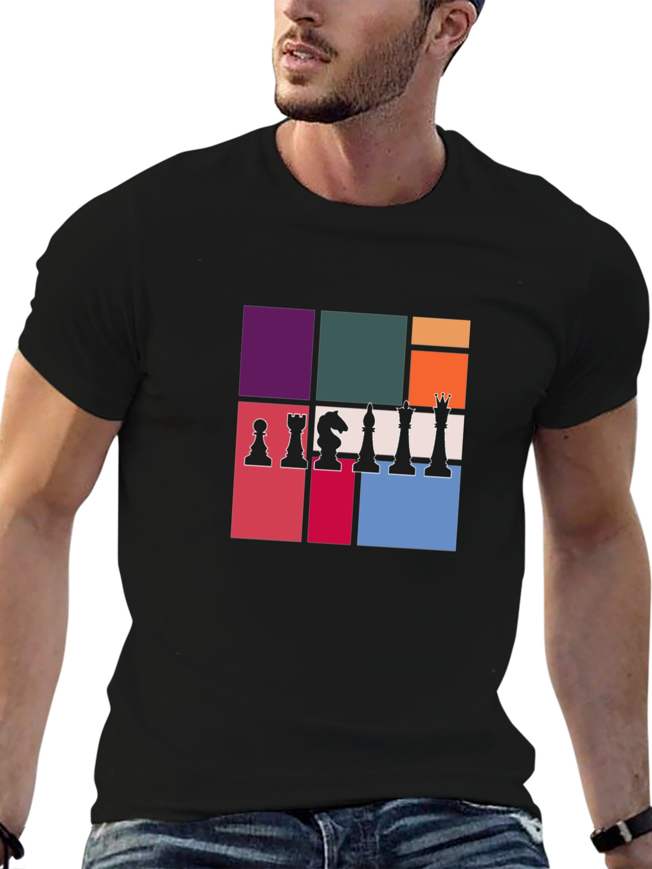 Chess Piece Block Graphic T-Shirt