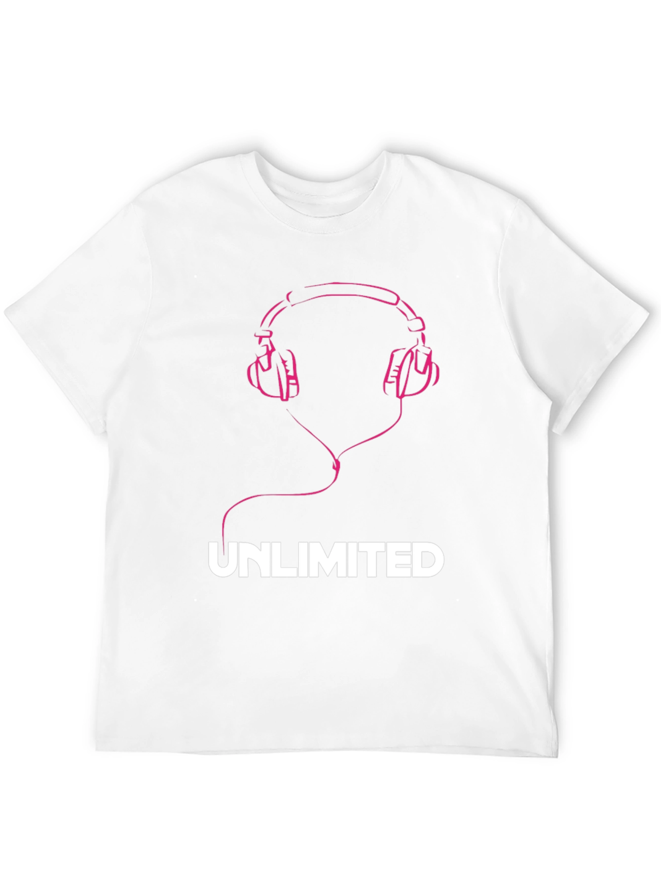 Unlimited Music Tee - Pink Headphones Graphic T-Shirt