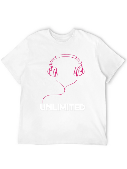 Unlimited Music Tee - Pink Headphones Graphic T-Shirt