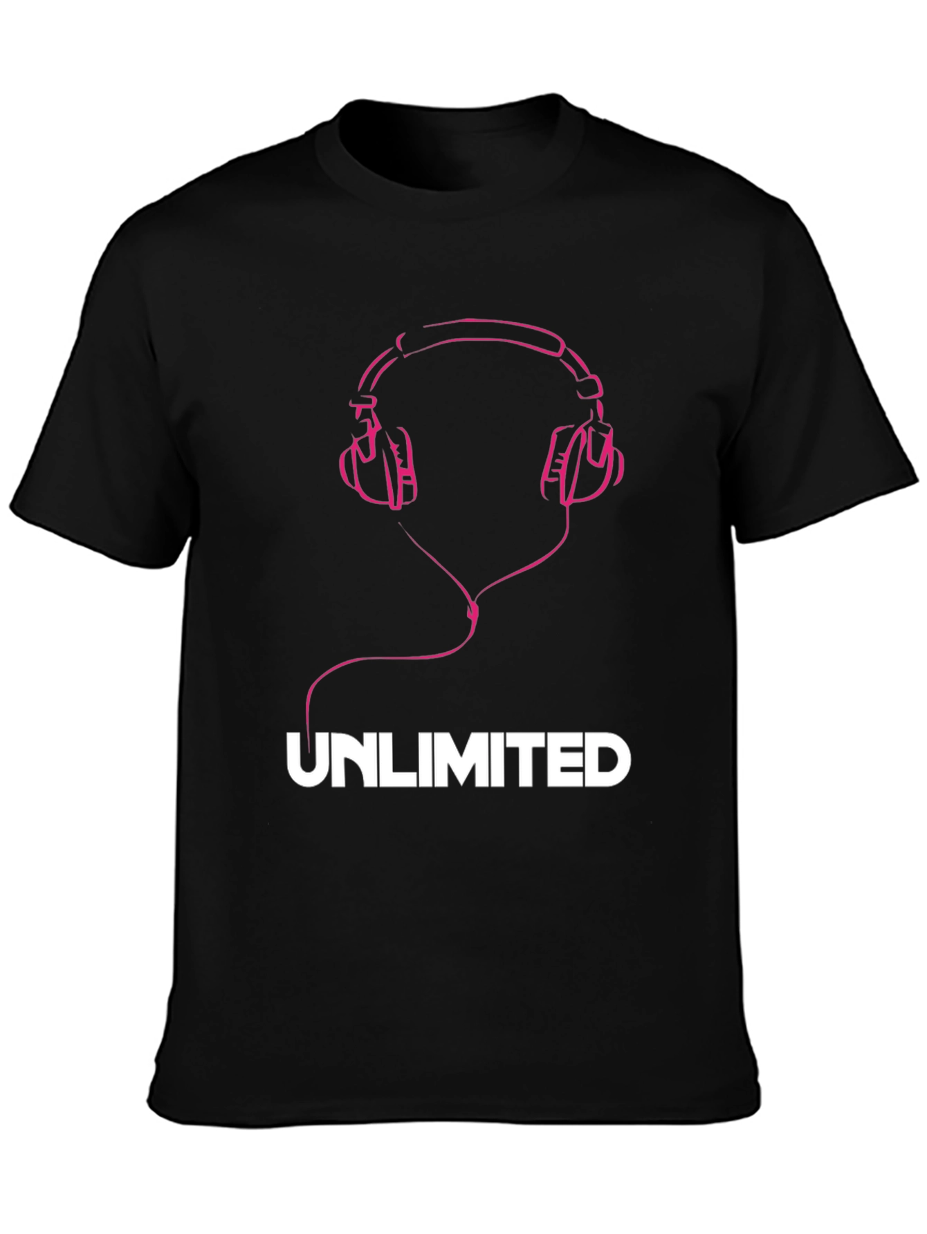 Unlimited Music Tee - Pink Headphones Graphic T-Shirt