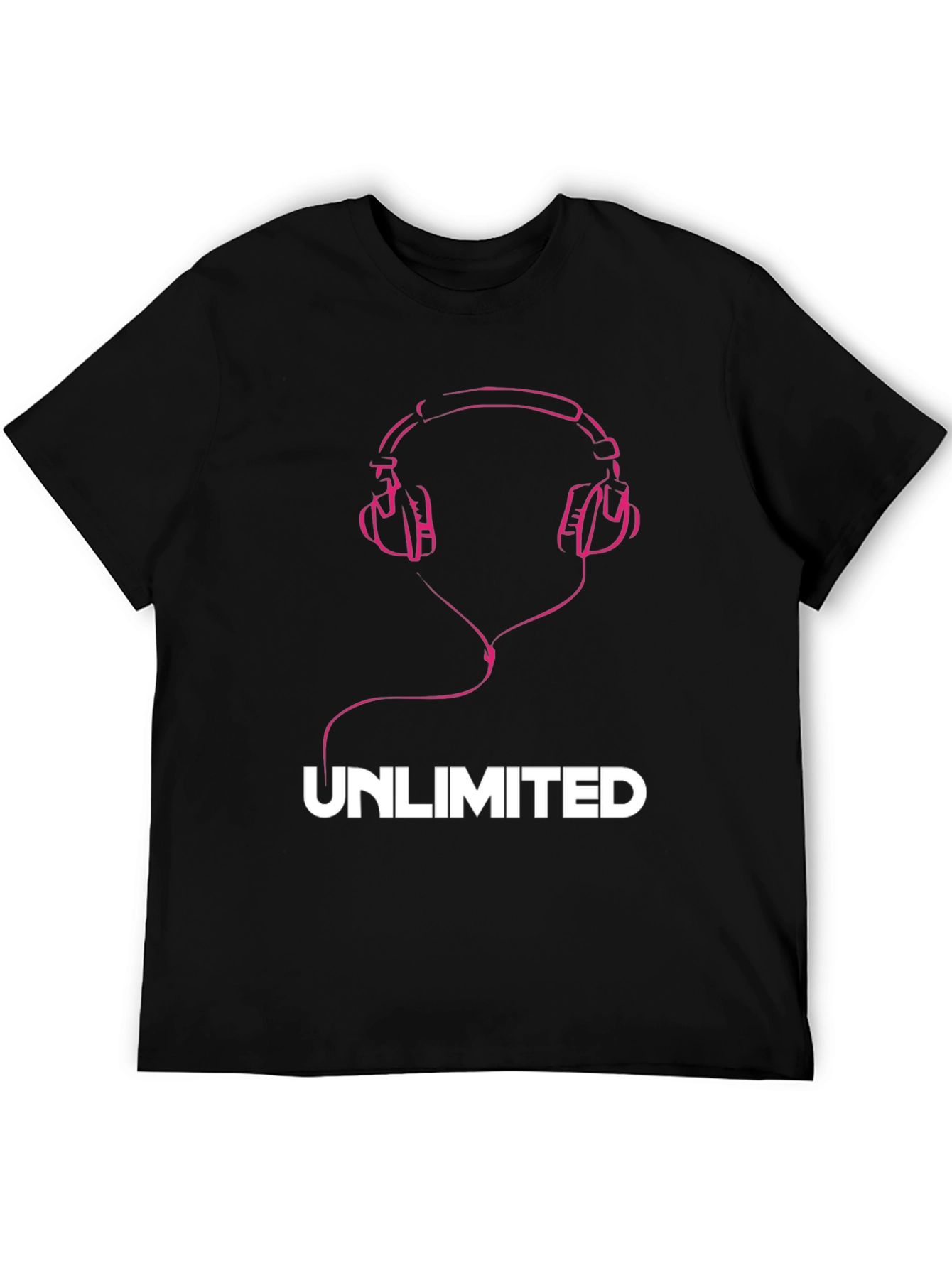Unlimited Music Tee - Pink Headphones Graphic T-Shirt