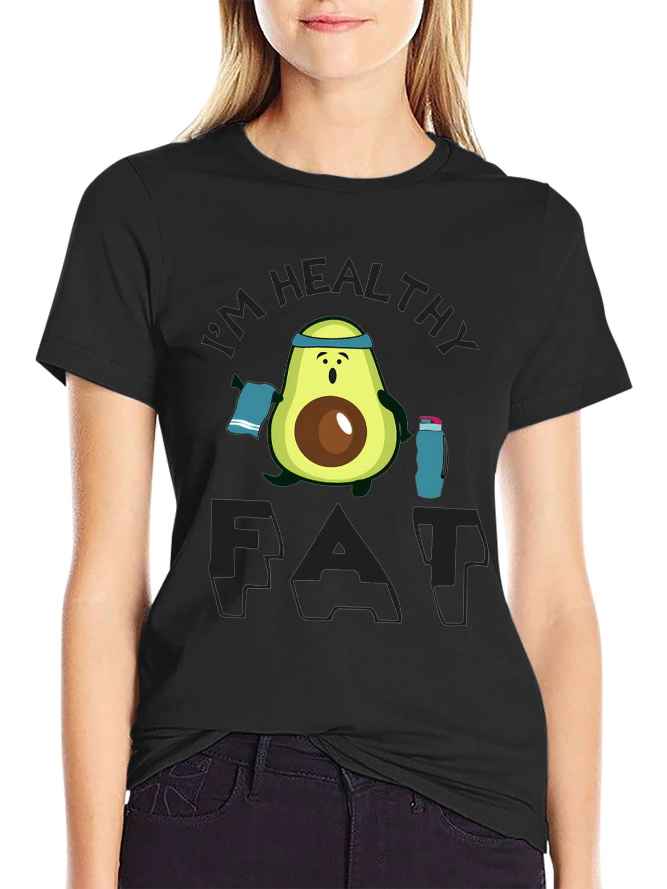 Healthy Fat Avocado Graphic Black T-Shirt