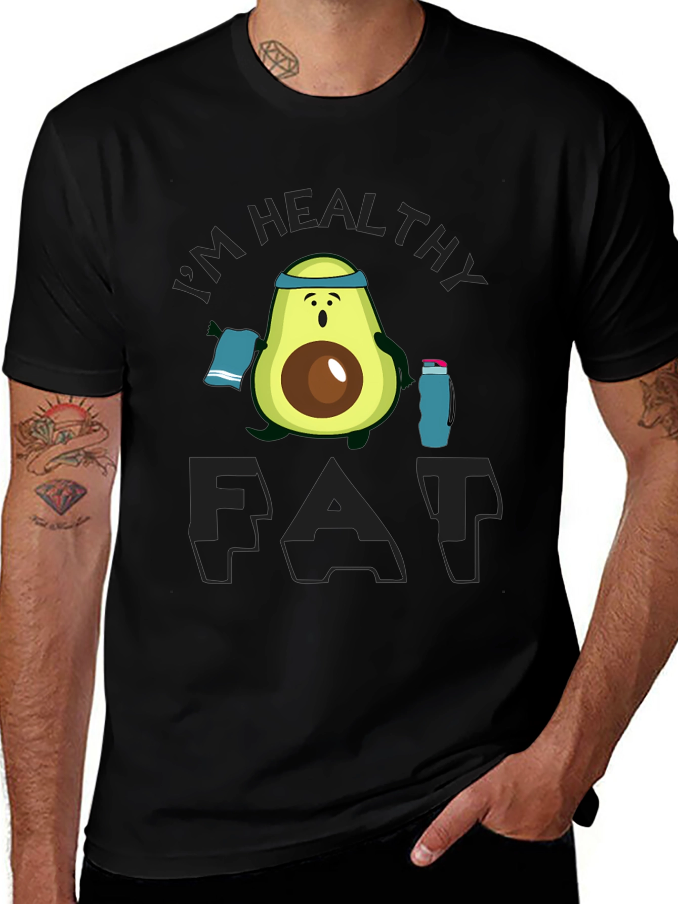 Healthy Fat Avocado Graphic Black T-Shirt