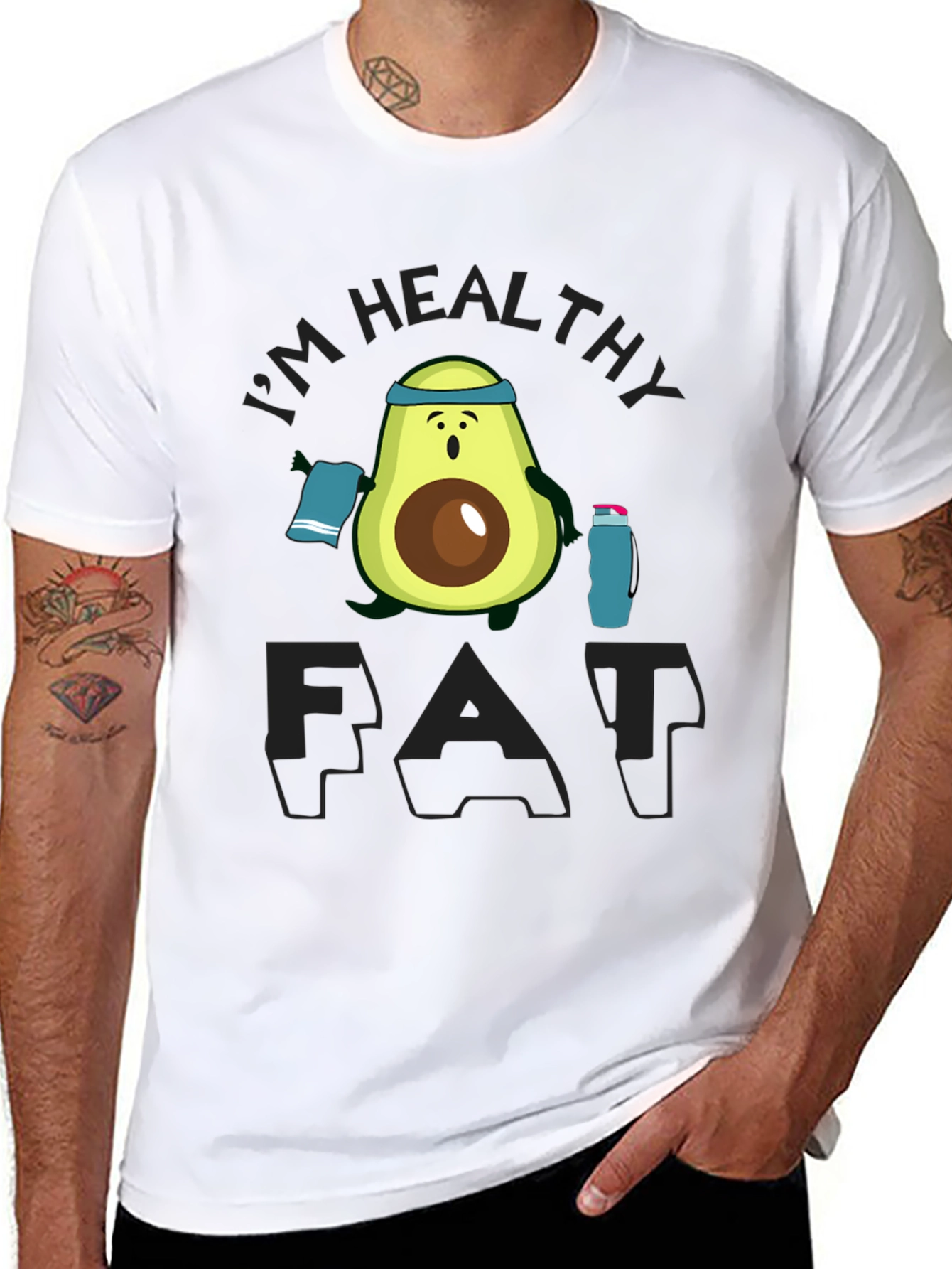 Healthy Fat Avocado Graphic Black T-Shirt