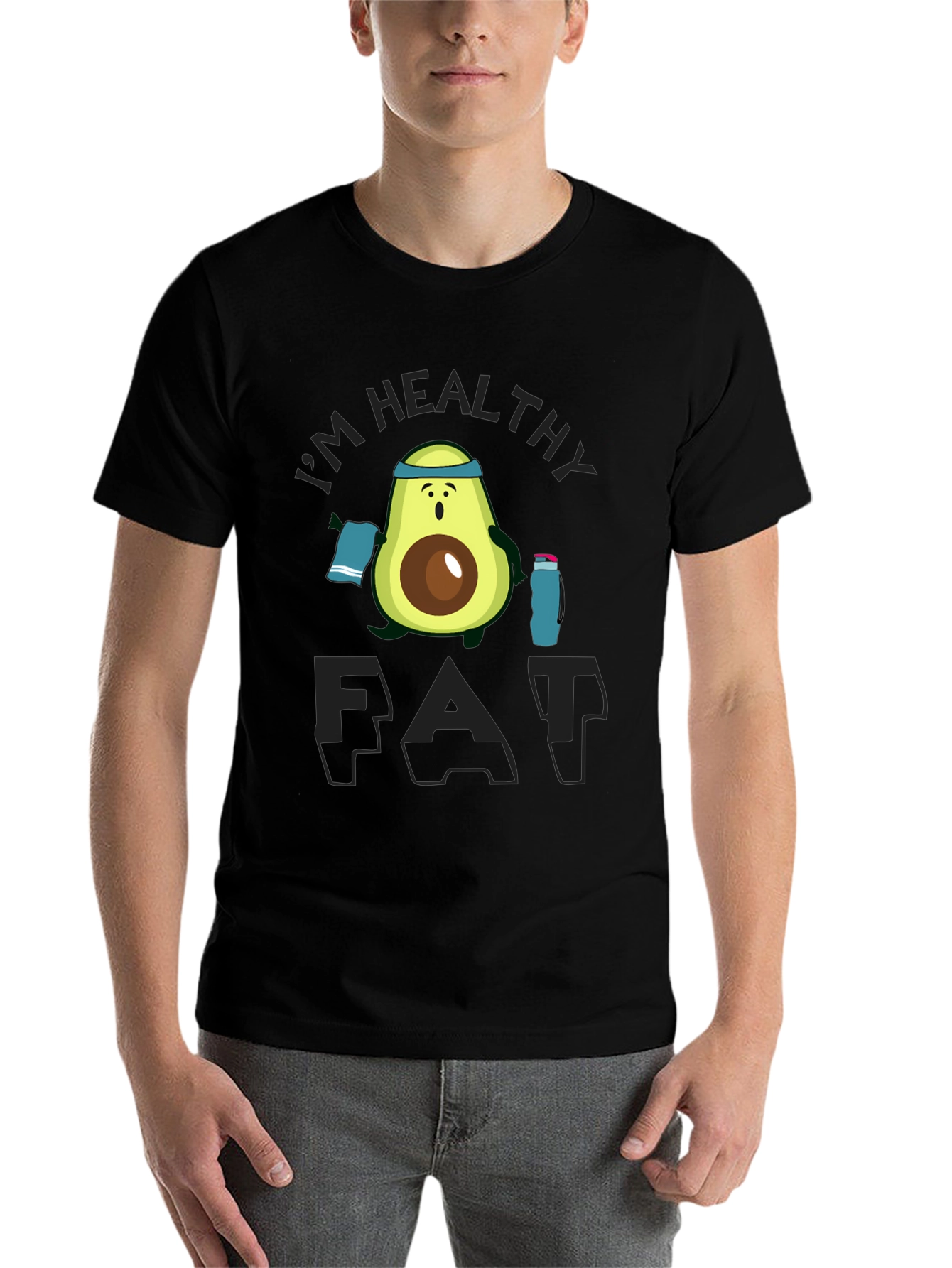 Healthy Fat Avocado Graphic Black T-Shirt