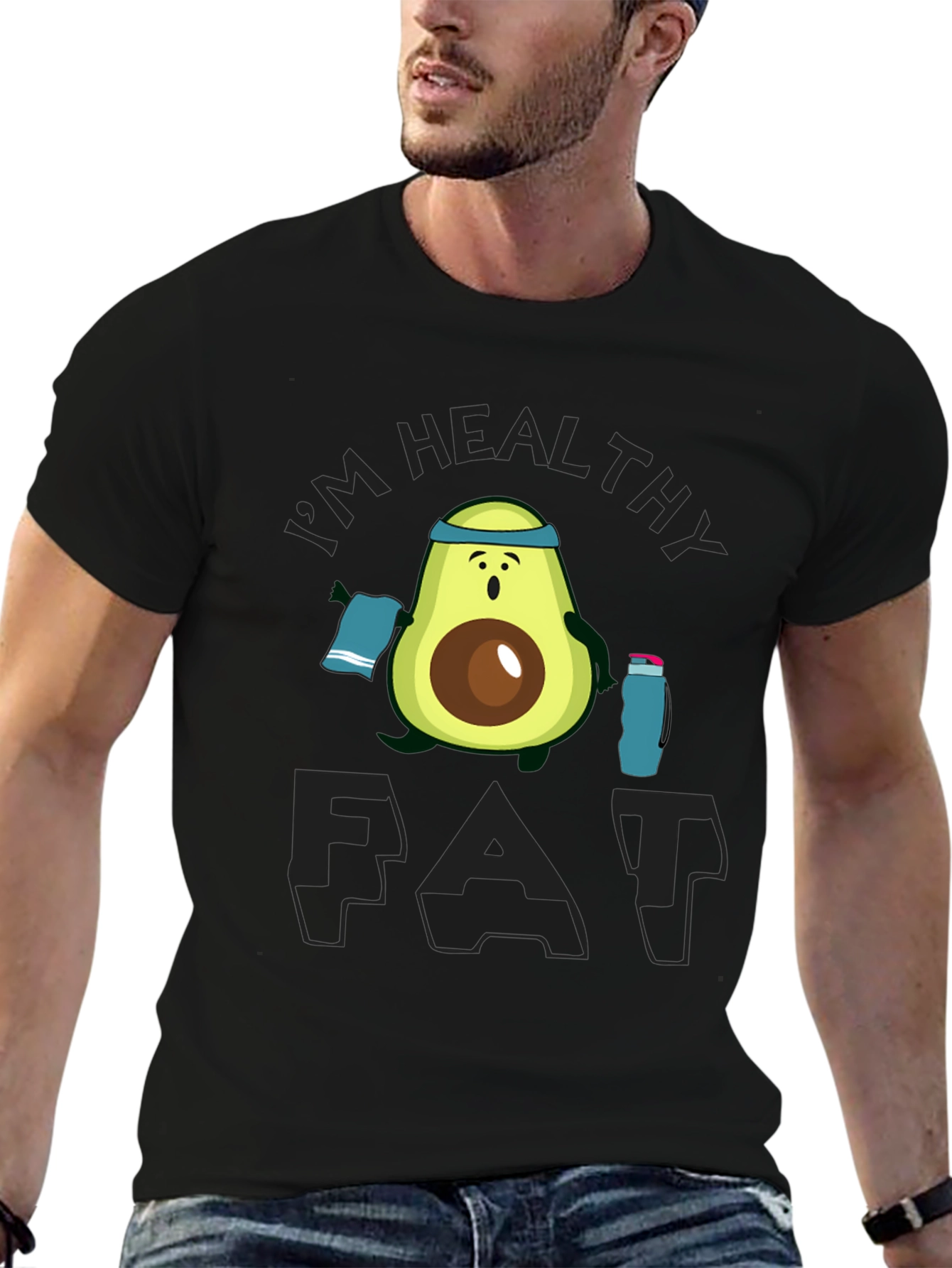 Healthy Fat Avocado Graphic Black T-Shirt