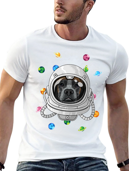 Dog Astronaut Graphic Tee - Outer Space Pup T-Shirt
