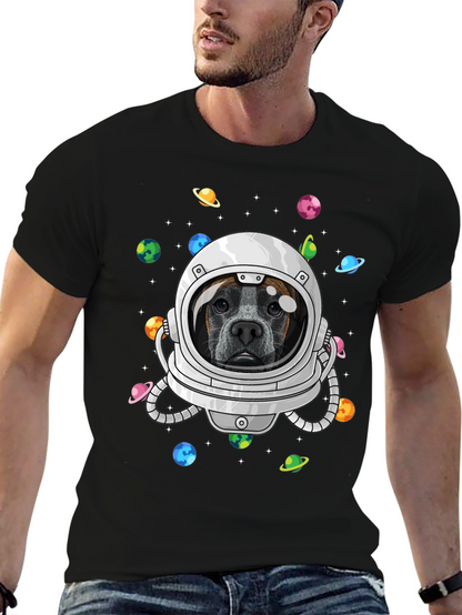 Dog Astronaut Graphic Tee - Outer Space Pup T-Shirt