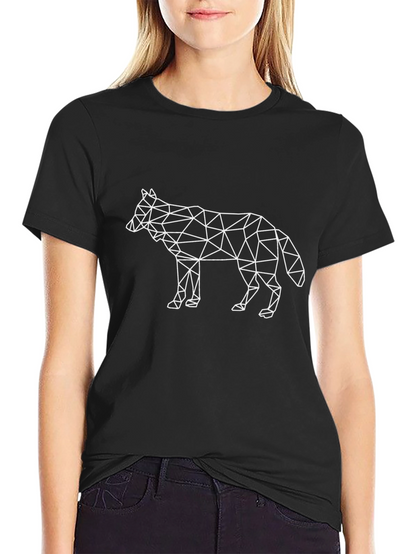 Geometric Wolf Graphic Tee - Stylish Black T-Shirt