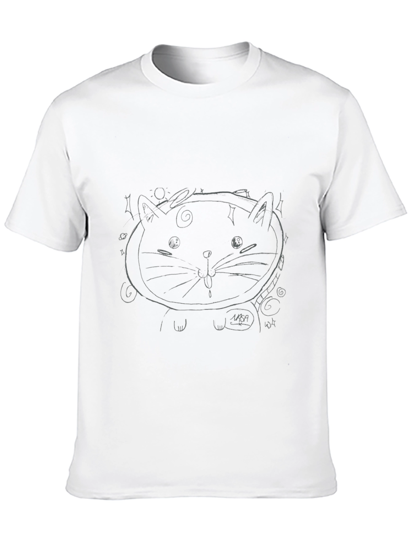 Cool Black Tee with Cat Astronaut Graphic