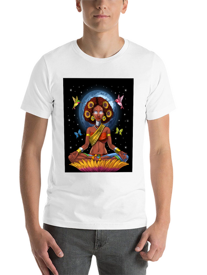 Meditating Woman Graphic Tee - Celestial Zen Style