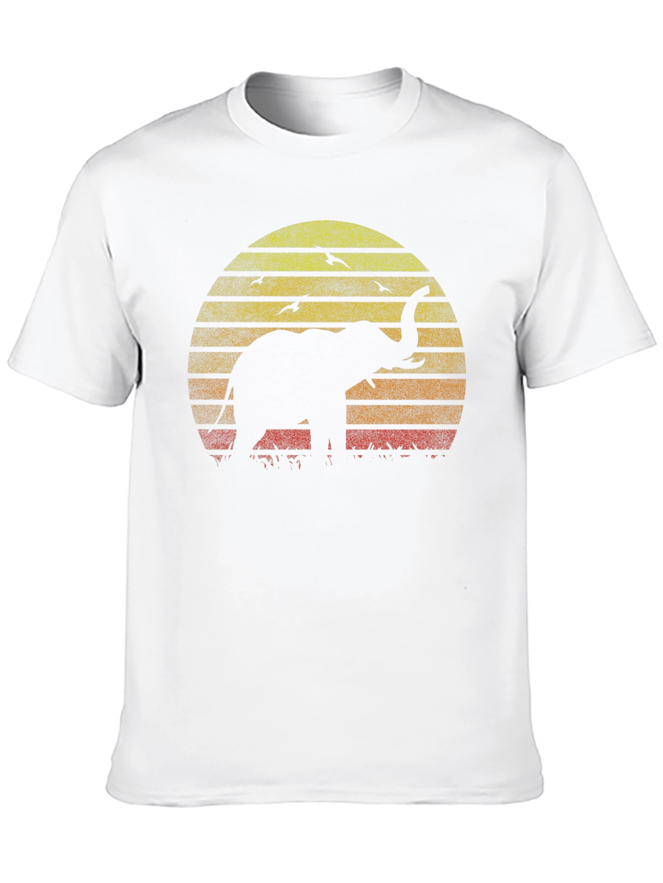 Elephant Sunset Graphic Tee - Black Cotton T-Shirt
