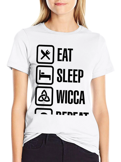 Eat Sleep Wicca Repeat T-Shirt - Black Casual Tee