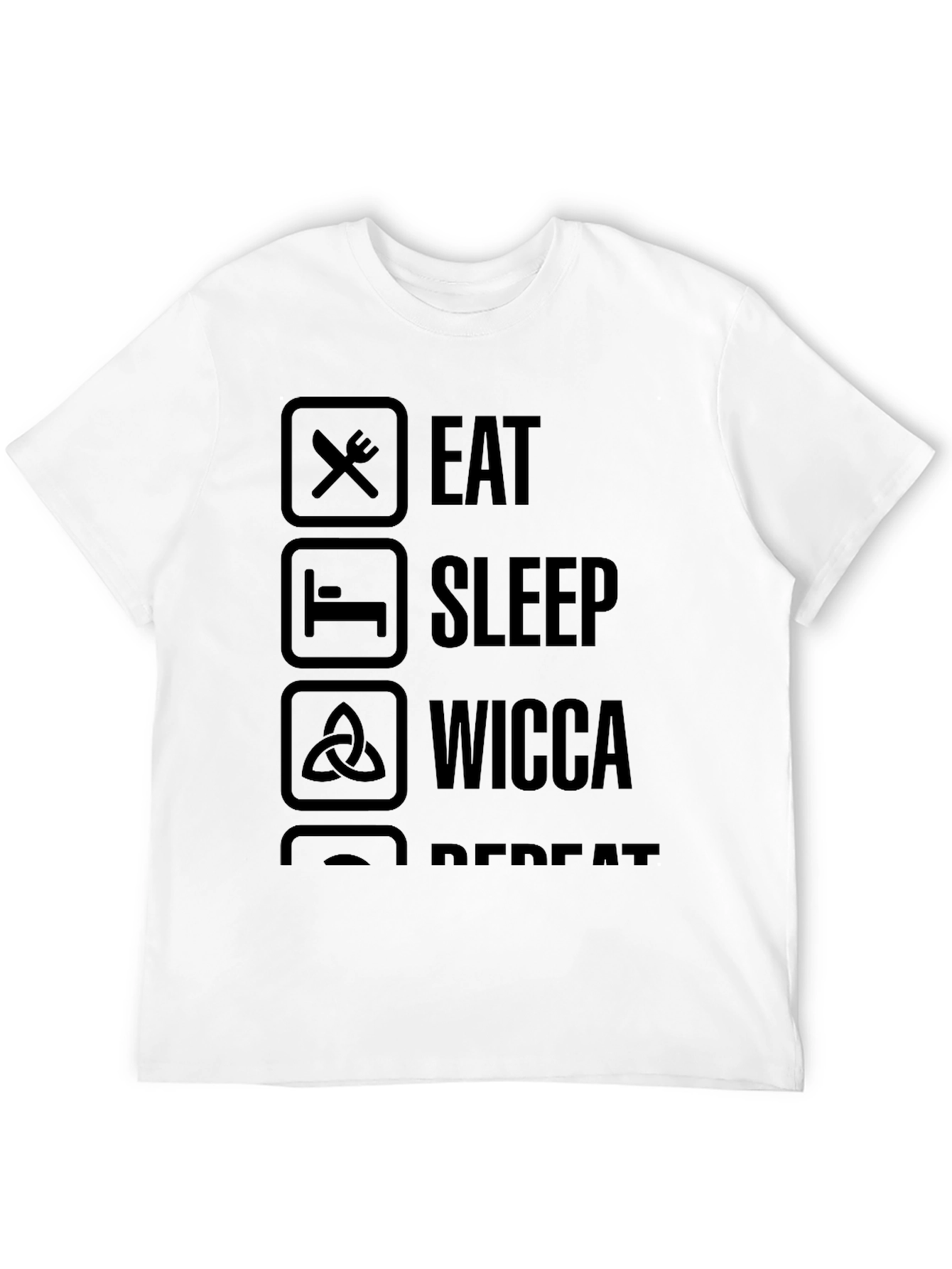 Eat Sleep Wicca Repeat T-Shirt - Black Casual Tee
