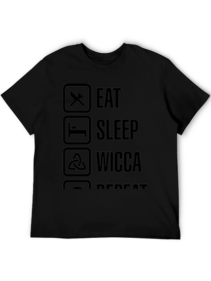Eat Sleep Wicca Repeat T-Shirt - Black Casual Tee